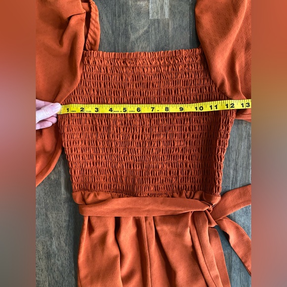 BCBG Romper Rust Red/Orange Puffed Sleeve XS - Picture 5 of 6